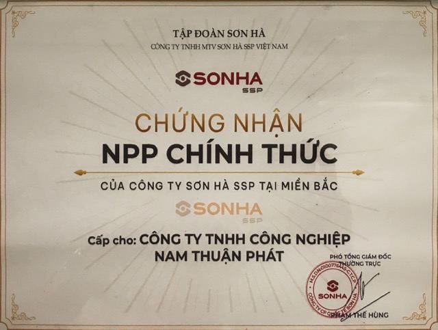 Nhà Phân Phối Inox Lớn Nhất Miền Bắc | Nam Thuận Phát 5 Chứng Nhận Nhà Phân Phối Chính Thức Inox Sơn Hà Của Nam Thuận Phát